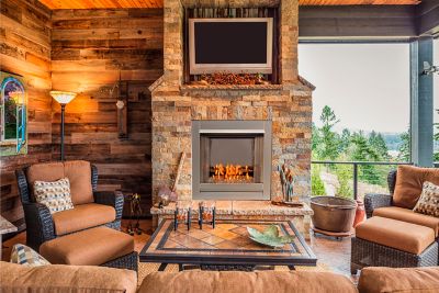 Image showing  Dual-Fuel Outdoor Ventless Stainless Fireplace Insert with Crystal Glass, 24,000 BTU, Manual Control