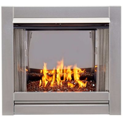 Duluth Forge Ventless Stainless Outdoor Gas Fireplace Insert With Copper Glass, 24K BTU, Manual Control, DF450SS-G-RCO