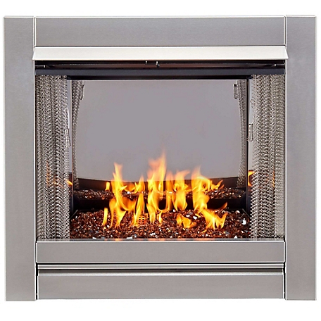 Duluth Forge Ventless Stainless Outdoor Gas Fireplace Insert, Reflective Copper Glass - 24,000 BTU, Manual, 170371