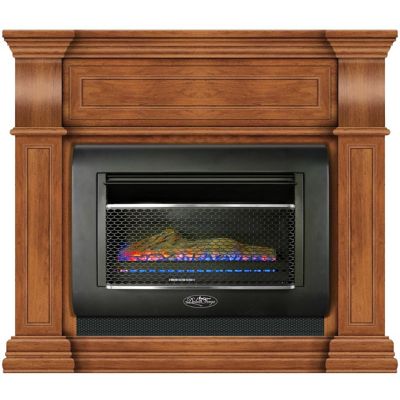 Duluth Forge Mini Hearth Ventless Gas Wall Fireplace - 26,000 BTU, T-Stat Control, Toasted Almond Finish, DF300L-M-TA