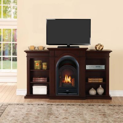 ProCom Dual Fuel Ventless Gas Fireplace System - 15,000 BTU, T-Stat, Chocolate Finish with Shelves - pc.150T-Cbs, 170444