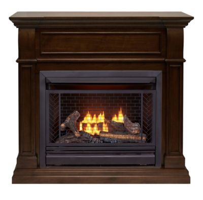 Bluegrass Living Vent Free Natural Gas Fireplace System - 26,000 BTU, Remote, Walnut Finish - B300Rtn-4-W, 170298