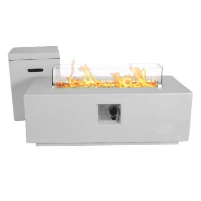 Image showing  42 in. x 15In. Rectangular MGO Propane Fire Pit Table with Side Table Tank Storage - Model# DFT42R-CG