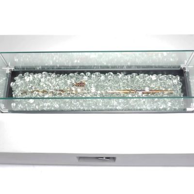 Image showing  42 in. x 15In. Rectangular MGO Propane Fire Pit Table with Side Table Tank Storage - Model# DFT42R-CG