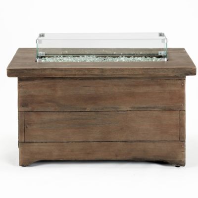 Bluegrass Living 42In. x 20In. Barnyard Rectangular MGO Propane Fire Pit Table with Glass Beads and Cover - HF42603