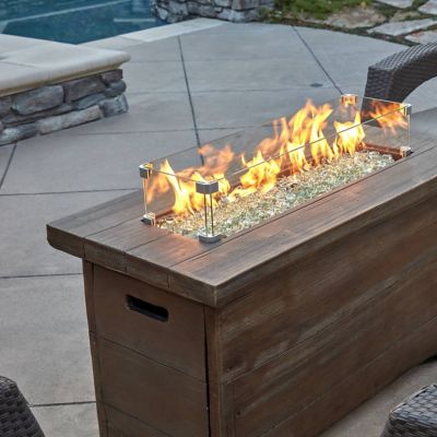 Image showing  42 in. x 20In. Barnyard Rectangular MGO Propane Fire Pit Table with Glass Beads and Cover - HF42603