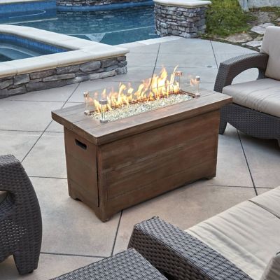 Image showing  42 in. x 20In. Barnyard Rectangular MGO Propane Fire Pit Table with Glass Beads and Cover - HF42603