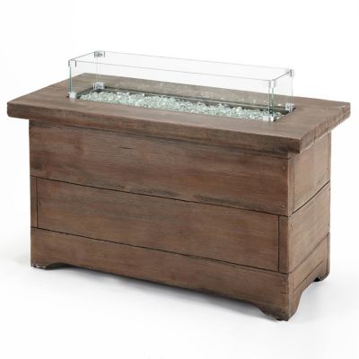 Image showing  42 in. x 20In. Barnyard Rectangular MGO Propane Fire Pit Table with Glass Beads and Cover - HF42603