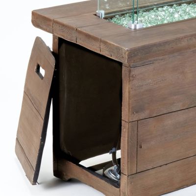 Image showing 5 th Bluegrass Living 42 x 20in. Barnyard Rectangular MGO Propane Fire Pit Table with Glass Beads and Cover, HF42603