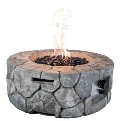 Bluegrass Living Propane Gas Outdoor Edinburgh MGO Fire Pit Table with Glass Beads and Cover, 28 in.