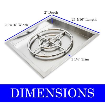 Image showing  24 in. Stainless Steel Square Drop-In Fire Pit Burner - Model# BFP24SK