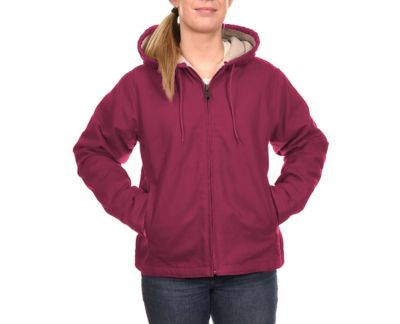 Blue Mountain Women's Sherpa-Lined Sanded Duck Hooded Jacket