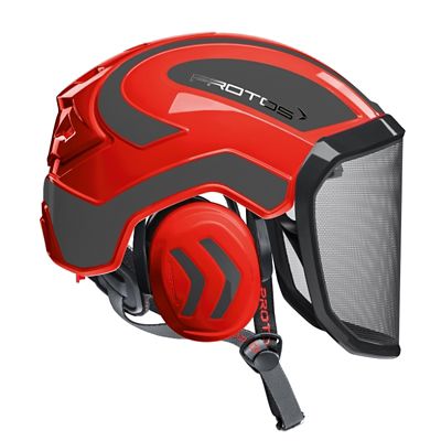 Pfanner Protos Integral Arborist Helmet, Red/Gray