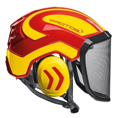 Pfanner Protos Integral Arborist Helmet, Red/Neon Yellow