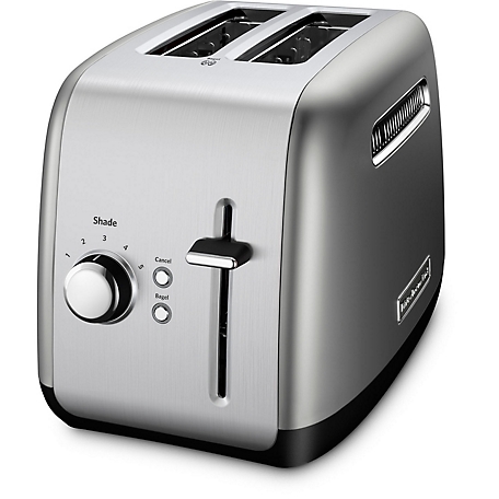KitchenAid 2-Slice Toaster with Illuminated Button in Contour Silver, KMT2115CU