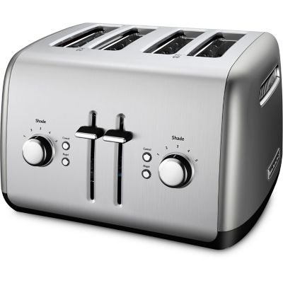 KitchenAid 4-Slice Toaster with Illuminated Buttons in Contour Silver, KMT4115CU