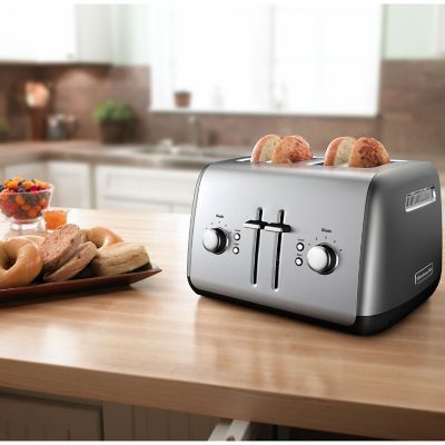 Image showing  4-Slice Toaster with Illuminated Buttons, Contour Silver