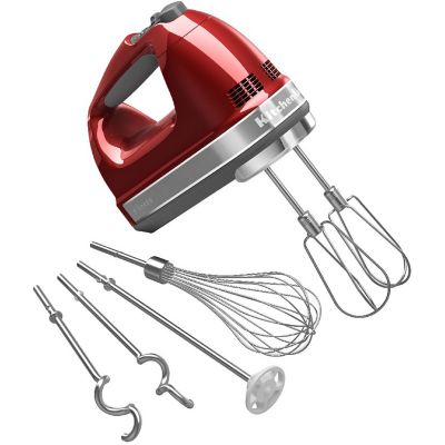 KitchenAid 9-Speed Hand Mixer with Turbo Beater II Accessories in Candy Apple Red, KHM926CA Bought for the dough hooks— not so great