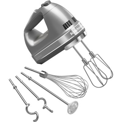 Image showing 6 th KitchenAid 9-Speed Hand Mixer with Turbo Beater II Accessories, Contour Silver