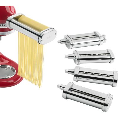 KitchenAid 5 pc. Stand Mixer Pasta Deluxe Set with Pasta Roller and Cutters for Spaghetti, Fettuccine, Capellini and Lasagna