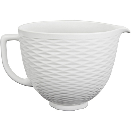Gvode Ceramic Mixer Attachment Fit all Kitchenaid Mixer Bowl, 4.5-5Q  Tilt-Head Ceramic Bowl for Kitchenaid Mixer, 5 QT Kitchenaid Bowl -  White(does