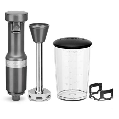 Image showing  Corded Variable-Speed Immersion Blender with Blending Jar, Charcoal Gray