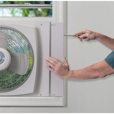 Image showing  16 in. Electrically Reversible Window Fan with Storm Guard