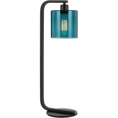 Hanover Alta 25 in. Table Lamp with Black Metal Frame and Glass Shade, Teal