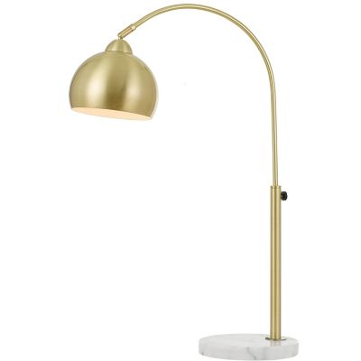 Hanover Colette Single-Bulb Table Lamp with White Marble Base, Metal Globe Shade, and Adjustable Arm, Pale Gold Finish