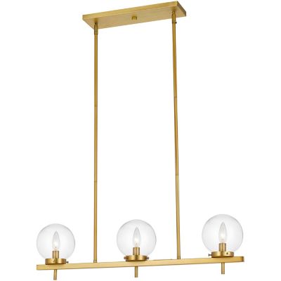 Hanover Findlay Island Light for Hardwire Installation Only, Gold Metal Frame with 3 Clear Glass Globes