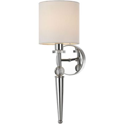 Hanover Harper Single-Light Wall Sconce for Hardwire Installation Only, Crystal Accents and Round Shade, Chrome / Ivory