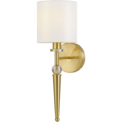 Hanover Harper Single-Light Wall Sconce for Hardwire Installation Only, Crystal Accents and Round Shade, Gold / Ivory