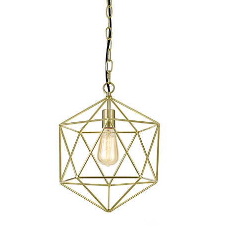 Hanover Serena Geometric Pendant Light for Hardwire Or Plug-In Swag Installation, Pale Gold