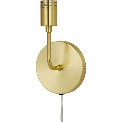 Hanover Simone Wall Sconce for Plug-In Or Hardwire Installation Pale Gold Metal, Exposed Bulb Design (Edison Bulb Not Included)