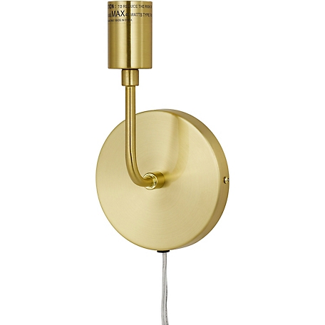 Hanover Simone Wall Sconce for Plug-In Or Hardwire Installation Pale Gold Metal, Exposed Bulb Design (Edison Bulb Not Included)