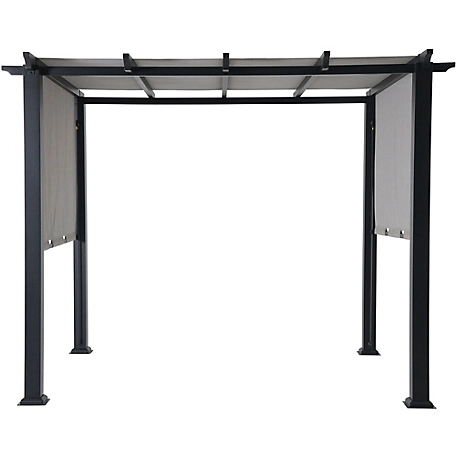 Cambridge 8 ft. x 10 ft. Metal Pergola with Adjustable Gray Canopy 