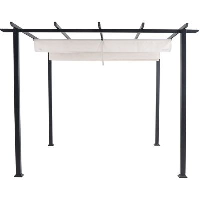 Image showing  Freestanding Aluminum & Steel Pergola, Adjustable Sling Canopy, Gray (9.8 ft. D x 9.8 ft. W x 7.6 ft. H), CAMPERG-GRY