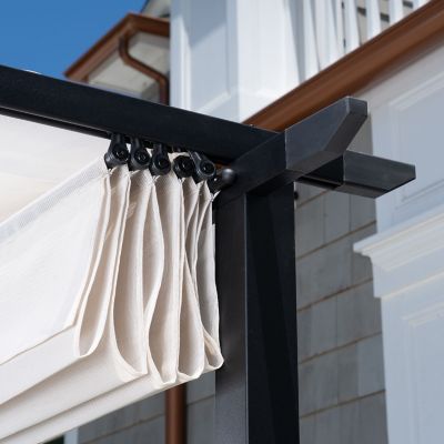 Image showing  Freestanding Aluminum & Steel Pergola, Adjustable Sling Canopy, Gray (9.8 ft. D x 9.8 ft. W x 7.6 ft. H), CAMPERG-GRY