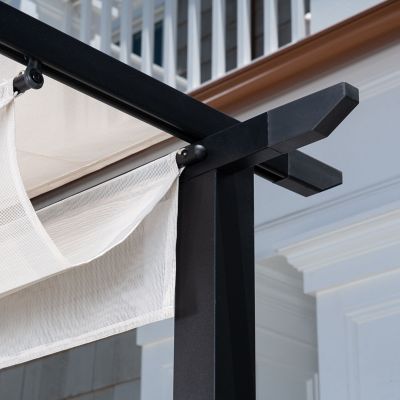 Image showing  Freestanding Aluminum & Steel Pergola, Adjustable Sling Canopy, Gray (9.8 ft. D x 9.8 ft. W x 7.6 ft. H), CAMPERG-GRY