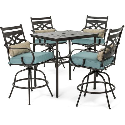 Cambridge Margate 5 pc. High-Dining Patio Set in Ocean Blue with 4 Swivel Chairs and a 33 in. Counter-Height Dining Table