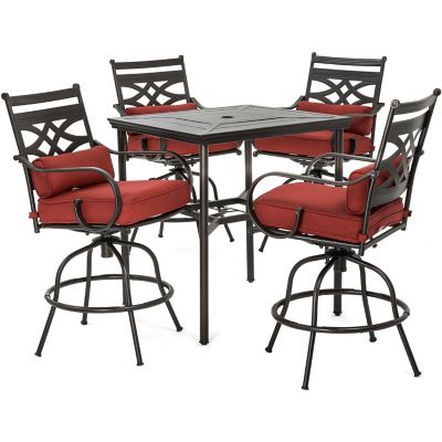 Cambridge Margate 5 pc. High-Dining Patio Set in Chili Red with 4 Swivel Chairs and a 33 in. Counter-Height Dining Table