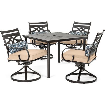 Cambridge Margate 5 pc. Patio Dining Set in Tan with 4 Swivel Rockers and a 40 in. Square Table