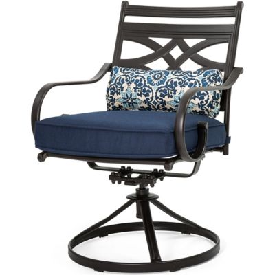 Image showing  Margate 7 pc. Dining Set in Navy Blue with 6 Swivel Rockers and a 40 in. x 67 in. Dining Table