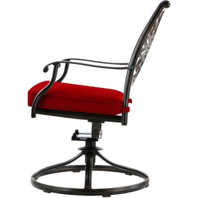 Image showing  Seasons 5 pc. Dining Set with Four Swivel Rockers in Red and a 48 in. Cast-Top Table