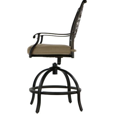 Image showing 5 th Cambridge Seasons 7-Piece High-Dining Set in Tan with 6 Swivel Chairs and a 60 in. Cast-Top Table