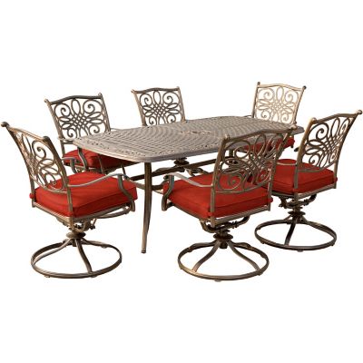 Cambridge Seasons 7 pc. Dining Set in Red with 72 in. x 38 in. Cast-Top Table