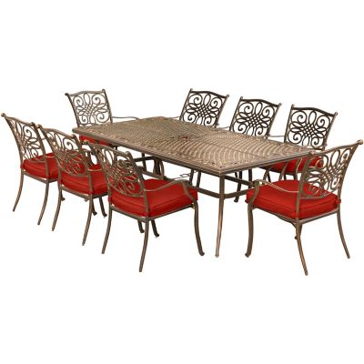 Cambridge Seasons 9 pc. Dining Set with 8 Stationary Chairs and a 42 in. x 84 in. Table in Red