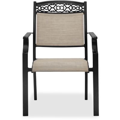 Image showing  Tulla 7 pc. Set with 6 Sling Stationary Chairs and 39 in. x 68 in. Cast-Top Dining Table in Tan