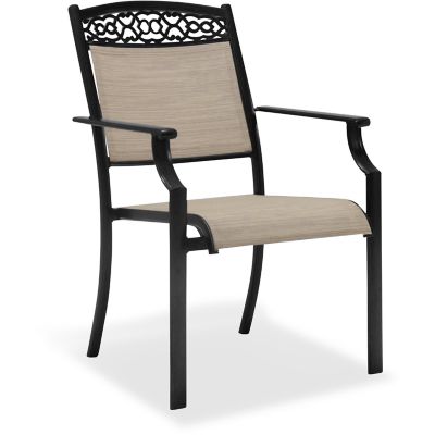 Image showing  Tulla 7 pc. Set with 6 Sling Stationary Chairs and 39 in. x 68 in. Cast-Top Dining Table in Tan