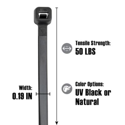 Image showing  14 in. Standard UV-Resistant Cable Ties, Black, 20-Pack